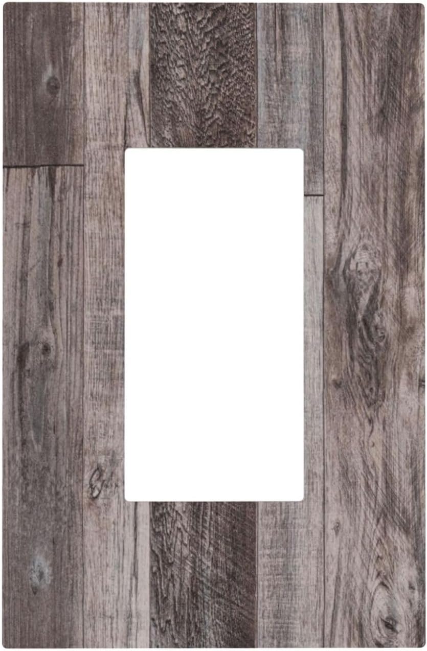 Decorative Outlet Covers Rustic Dark Grey Wood Retro Country Wooden 1 Gang Single Rocker Light Switch Cover Plate Wall Plates GFCI Faceplate for Farmhouse Cabin Decor