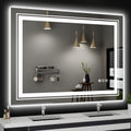 LED Bathroom Mirror, 48"X36" with Front and Backlit, Anti-Fog, Large Bathroom Vanity Mirror for Wall, Memory Function, Stepless Dimmable, Tempered Glass (Horizontal/Vertical)