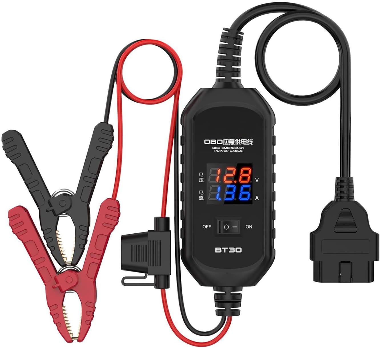 OBD2 Vehicle ECU Emergency Power Supply Cable - OBD II Car Memory Saver Cable with Over-Current, Over-Voltage, Polarity Reverse Protection