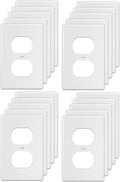 Duplex Wall Plates 1-Gang Switch Outlet Electrical Cover Plate Unbreakable Thermoplastic Faceplate for Light Receptacle Outlet Switch, White (20 Pack)