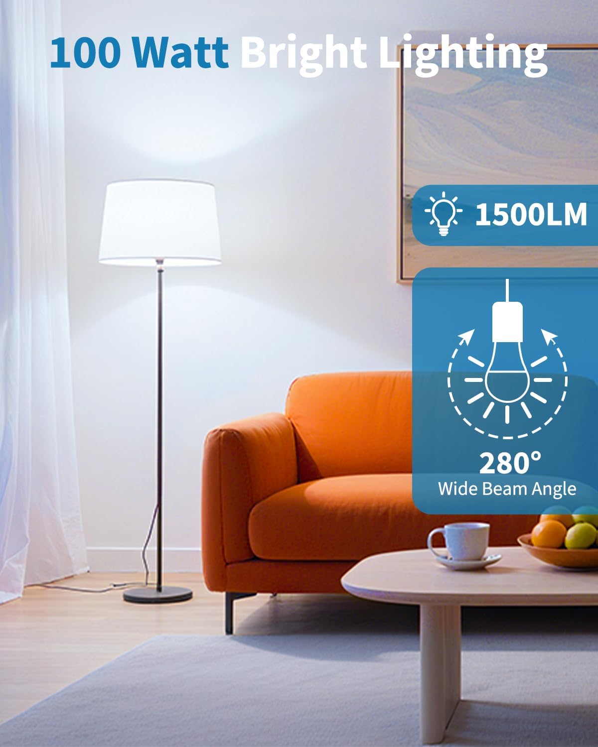 TJOY 6 Pack LED Light Bulbs, 100 Watt Equivalent A19 Lightbulbs, 15W 5000K Daylight White, Bright Energy Efficient LED Bulb, 1500 Lumens E26 Standard Screw Base Lamp for Kitchen Indoor, Non-Dimmable