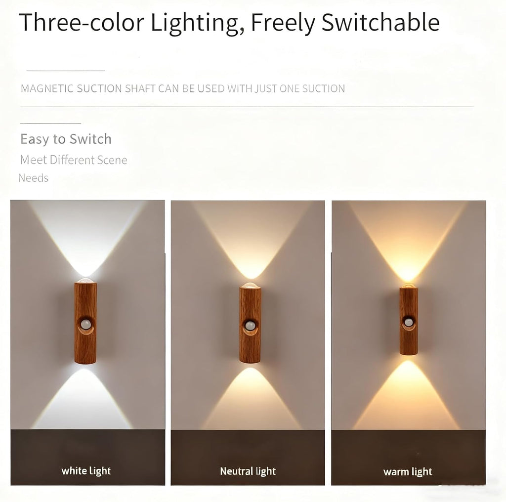Rechargeable Smart LED Motion Sensor Ambient Light, Punch-Free Color Changing Motion Sensor Light for Stairs, Wardrobe, Cabinet (6Pcs,White, 7-Color Changing)