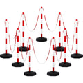 Amylove 9 Packs Traffic Delineator Post Cone with Base, Traffic Cones Safety Cones Caution Cones Plastic Stanchion Chain Safety Barriers with 6.6 Feet Link Chain and S Hooks for Parking Lot (Red)