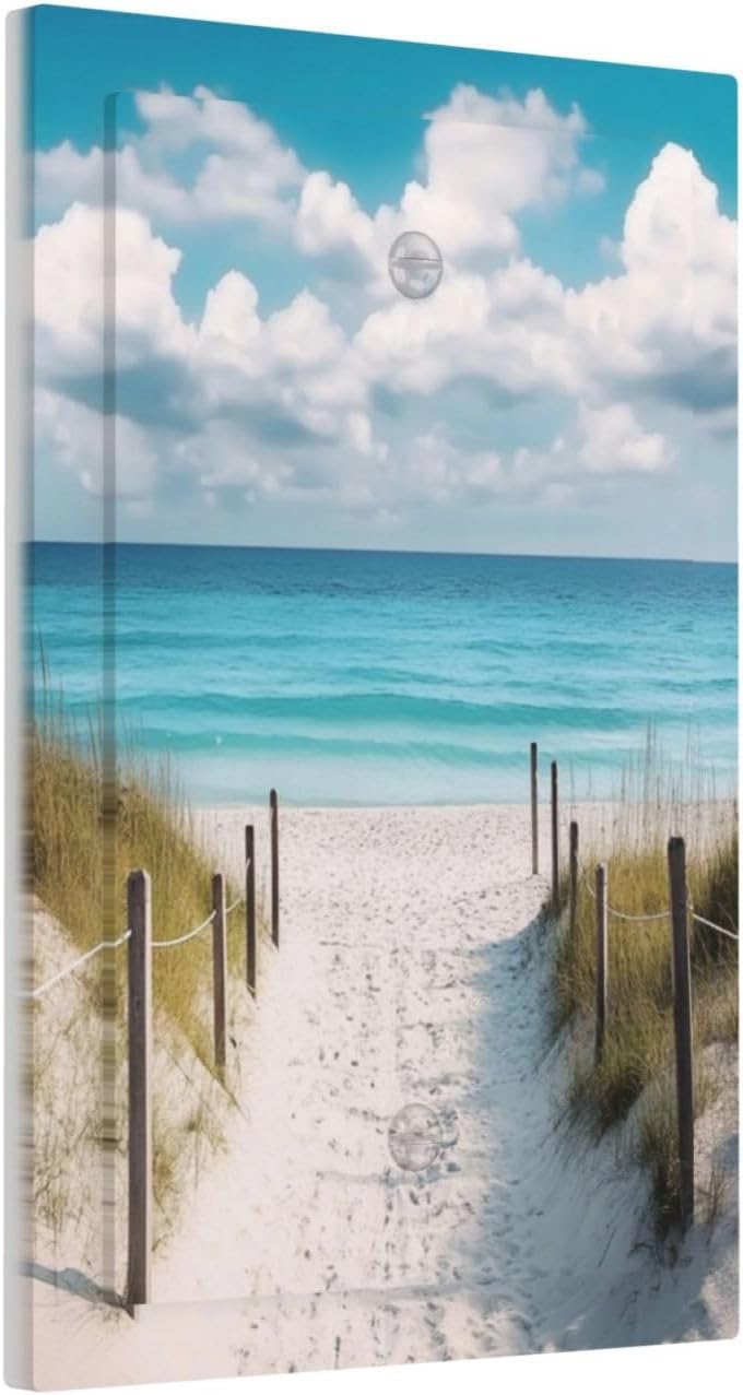 Decorative Light Switch Cover Plate Coastal Beach Ocean Seaside View 1 Gang No Device Single Blank Outlet Covers Wall Plates for Electrical Outlets Faceplate for Bedroom Home Decor