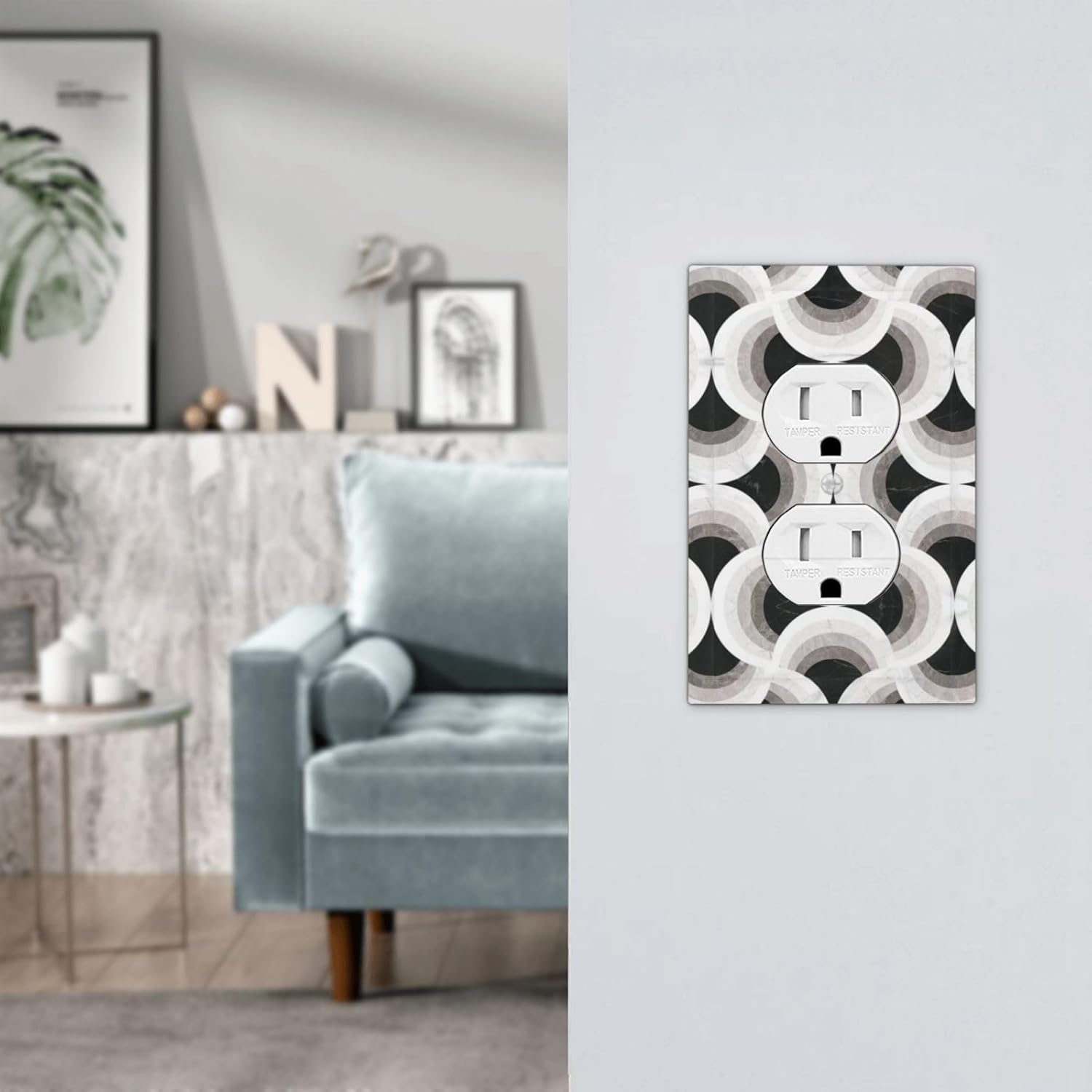 Abstract Art Marble Duplex Outlet Decorative Light Switch Covers Electrical Faceplate Switch Plates for Bathroom Kitchen Home