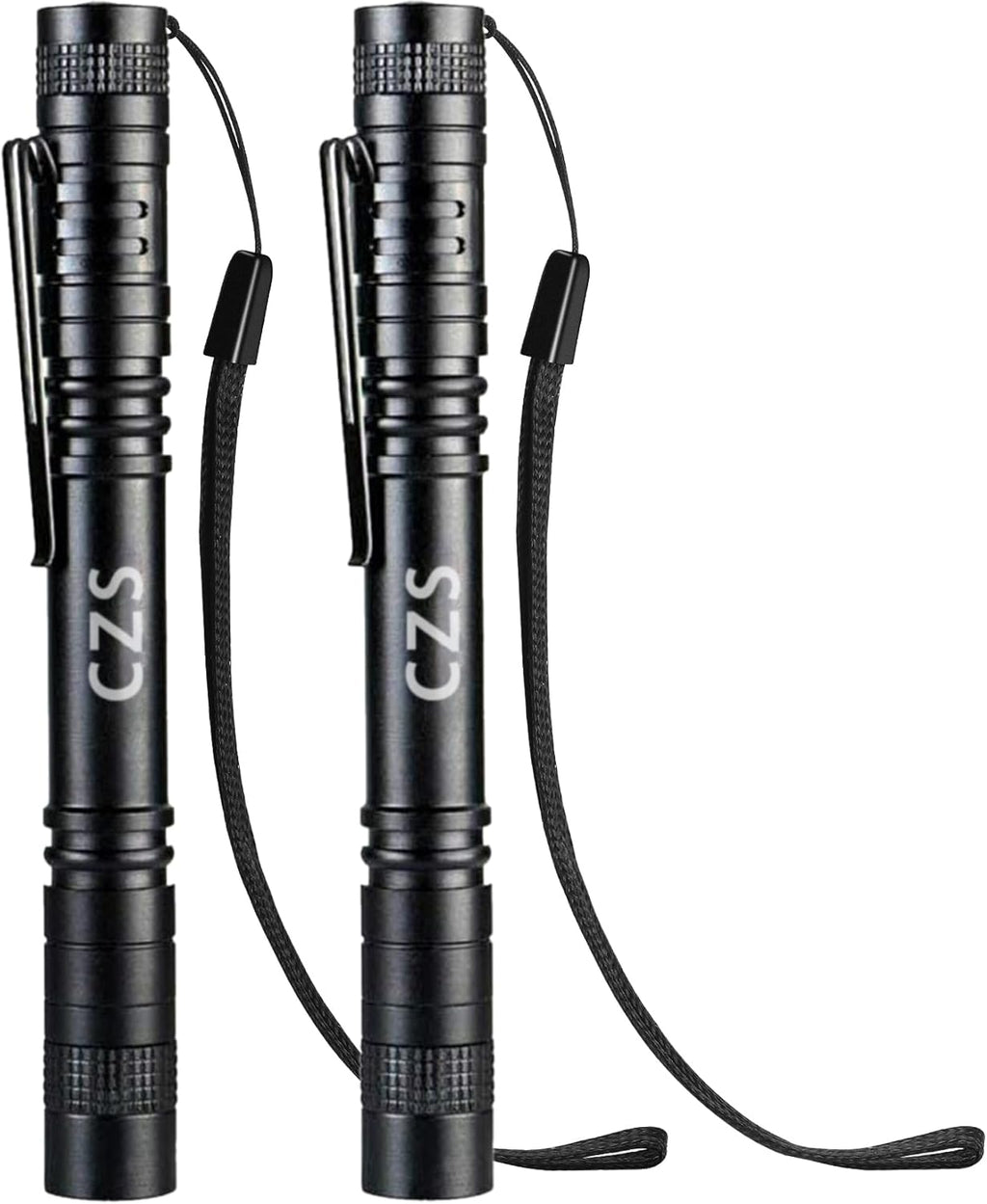 CZS Flashlight, 2 Pack Pen Light, Small Flashlights High Lumens, Battery-Powered LED Flashlight by 2AAA Battery, Waterproof Pocket Flashlights for Work, Emergency (Battery Not Included)