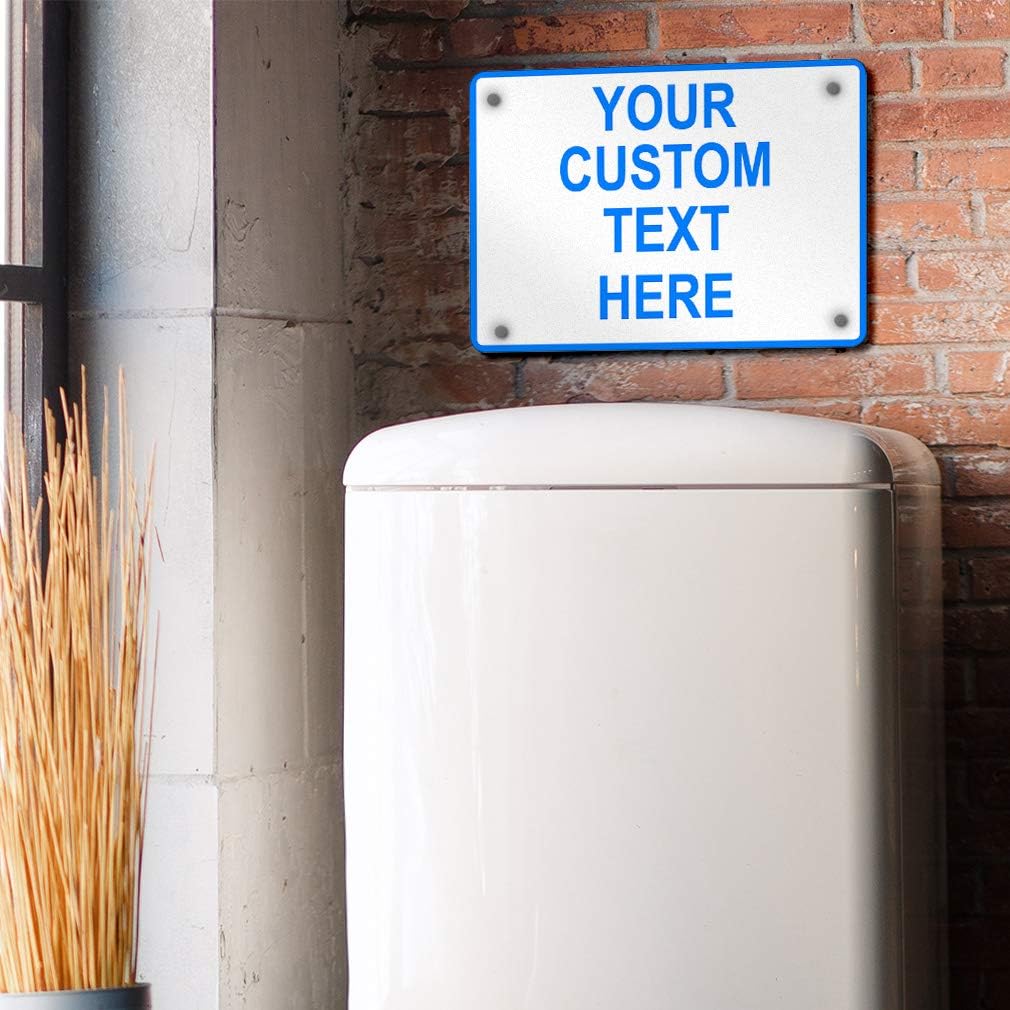 Aluminum Weatherproof Metal Sign Multiple Sizes Custom Personalized Text Here White Blue Notice Travel Horizontal Street Signs 10x7Inches
