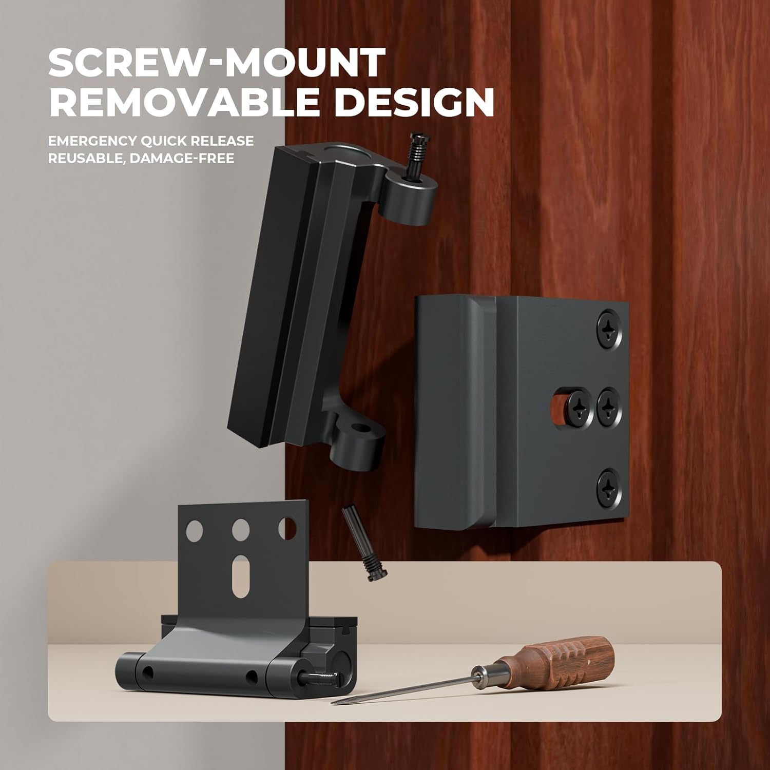 3 Pack Home Security Door Reinforcement Lock, Childproof Safety Door Lock Latch Stopper, Removable Screw-Mounted, Prevent Home Unauthorized Entry, Aluminum Construction, Withstands 800 lbs