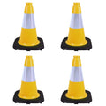 4 Pack 12 Inch Yellow PVC Traffic Cones with Black Base, Durable Sports Training Markers for Gym, Indoor & Outdoor Activities (4, Yellow, 12 Inch)