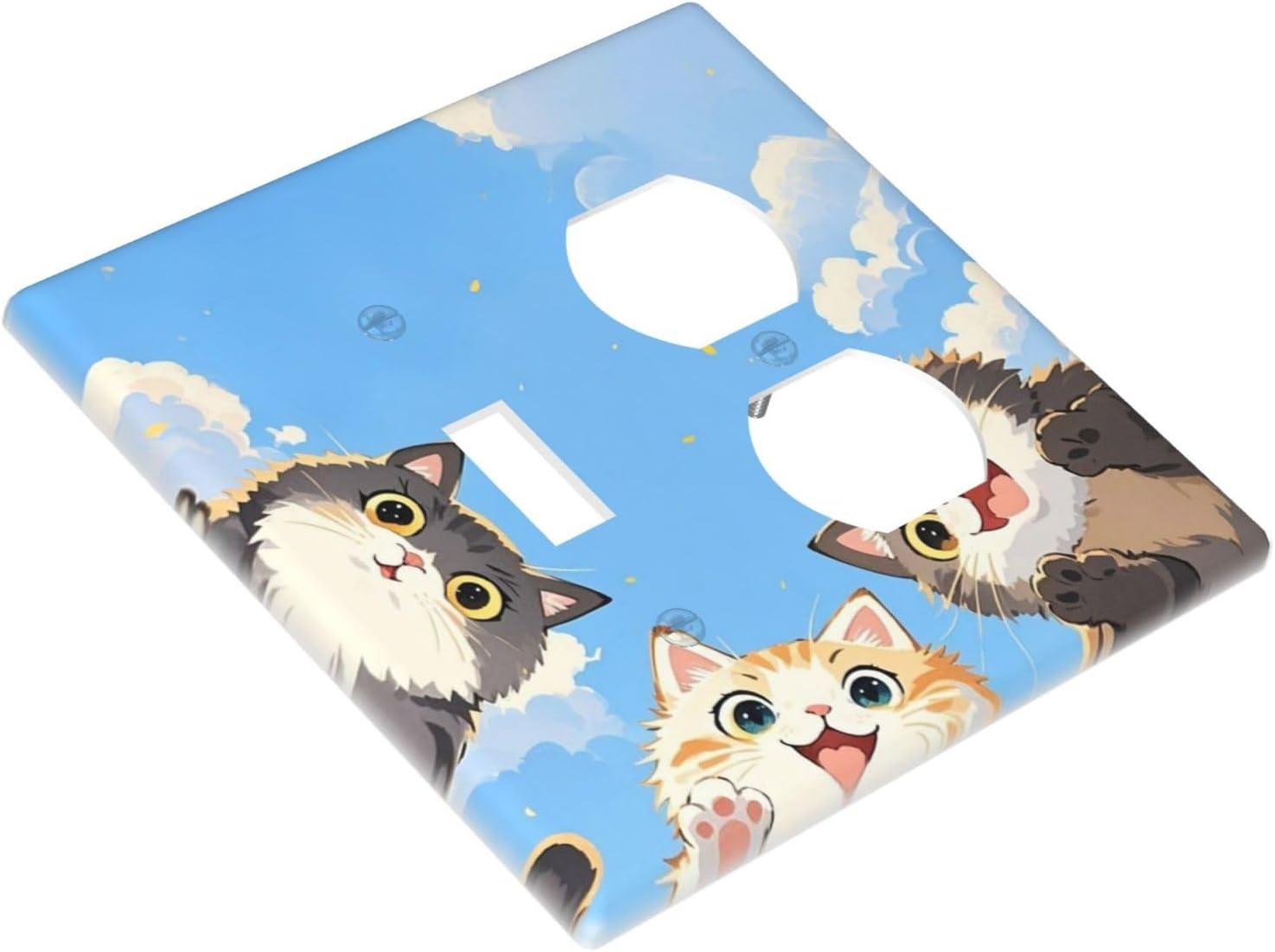 Wallplates Orange Gray Cute Cat Sky Cloud Cat S Paw 1 Toggle 1 Duplex Switch Plate Electrical Gfci Faceplate Decorative Light Switch Covers For Kids Room Nursery Decor