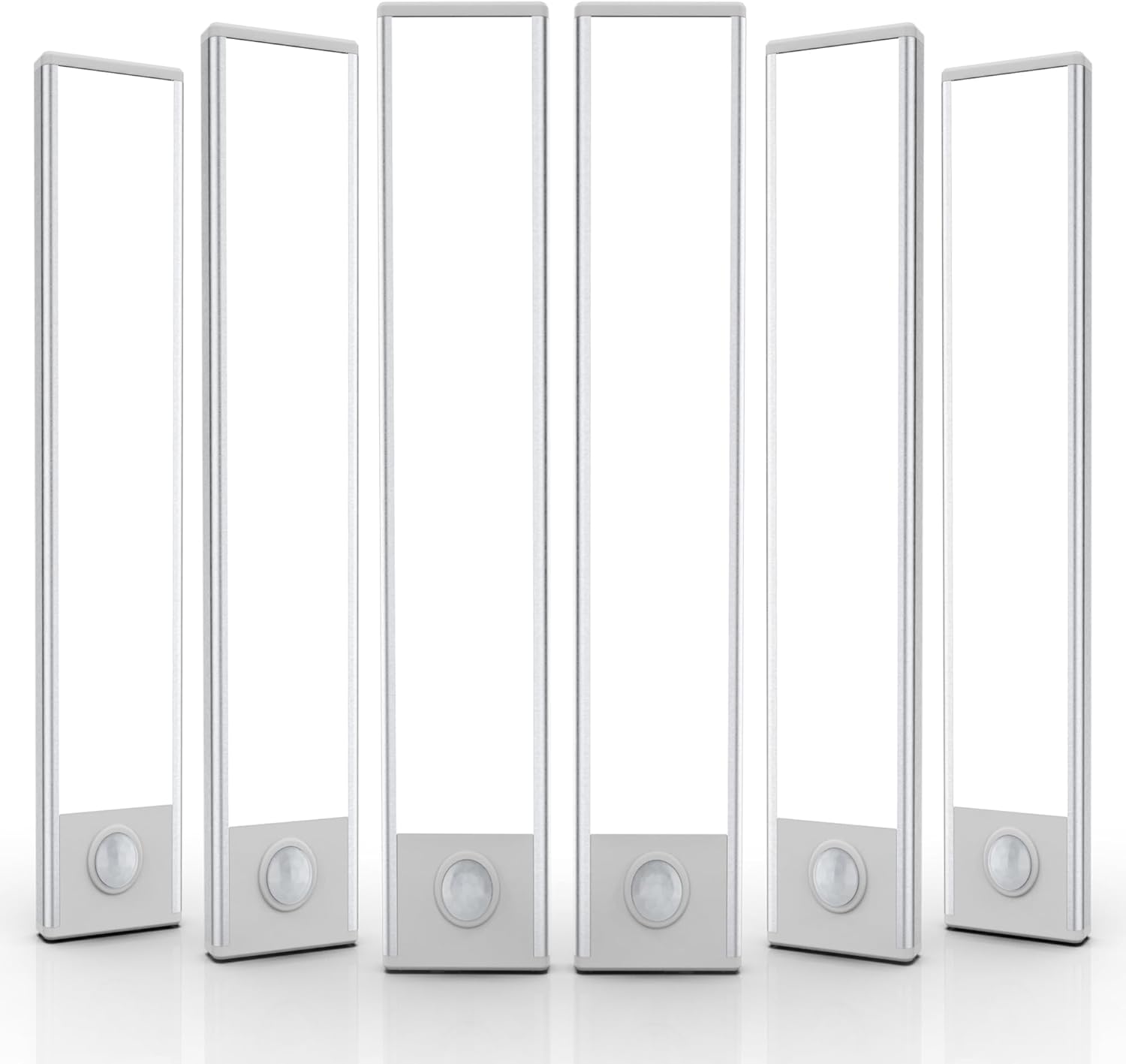 6 Pack Under Cabinet Lighting Wireless, 50 LED Rechargeable Battery Motion Sensor Light Indoor, Stick On Magnetic Closet Lights, Under Counter Lights for Kitchen, Stairs, White 12 in