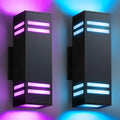SHIMR Smart Outdoor Lights Color Changing 2 Pack, RGB+2700K-6500K Outdoor Wall Sconce Square Aluminum Exterior Lighting Fixtures Waterproof, APP Control Up and Down Lights [ETL Listed]