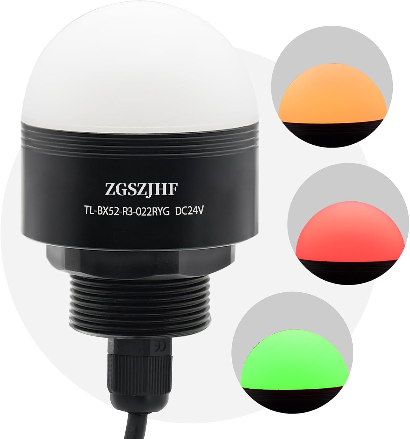 Industrial 24V DC/AC LED Warning Lights - 3 Color Column Signal Tower Indicator Lamp Beacon with Continuou Buzzer