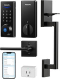 Philips Keyless Entry Keypad Door Lock with Handle, Front Door Deadbolt Set with WiFi Gateway, Wi-Fi Smart Lock with Handle, Fingerprint Unlock, PIN Code, Frosted Black