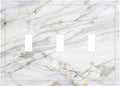 Decorative Light Switch Cover Plate Gray Gold Marble Abstract Modern Luxury 3 Gang Wall Plate Triple Toggle Switch Plate Covers Electrical Outlet Cover for Bedroom Home Decor