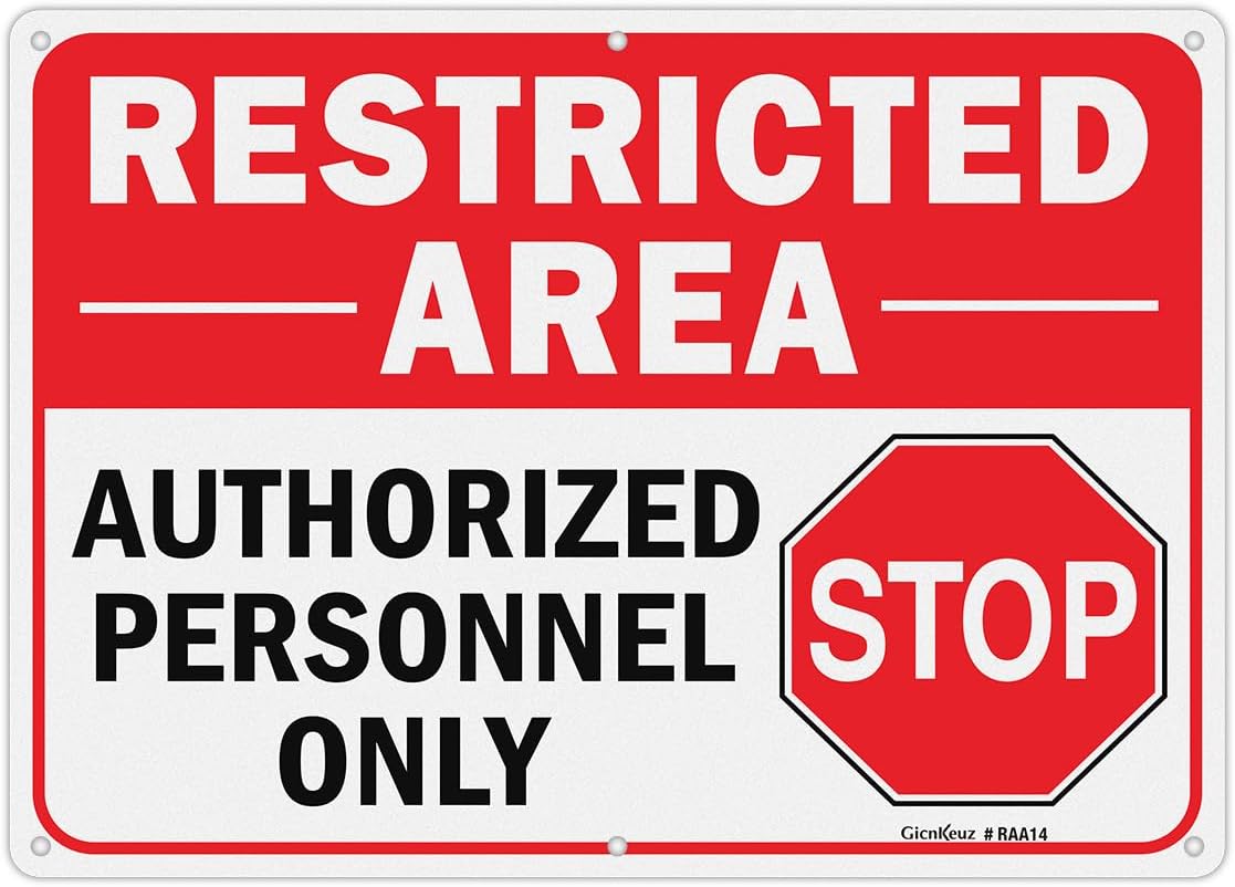 GicnKeuz Large Restricted Area Sign, 14x10 Inches Do Not Enter - Authorized Personnel Only Signs, Rust Free.40 Reflective Aluminum, Fade Resistant/Waterproof, 6 Pre-drilled Holes (1 Pack)