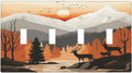 Sun Forest Deer Snow Mountain River Light Switch Covers Quad Toggle Electrical Faceplate 4 Gang Wall Plate Decorative Switch Plates For Bed Room Living Room Decor