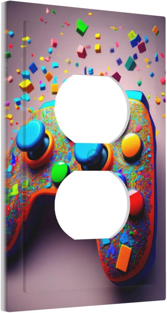 Videos Game Controller Duplex Outlet Decorative Light Switch Covers Electrical Faceplate Switchplates for Bathroom Kitchen Home