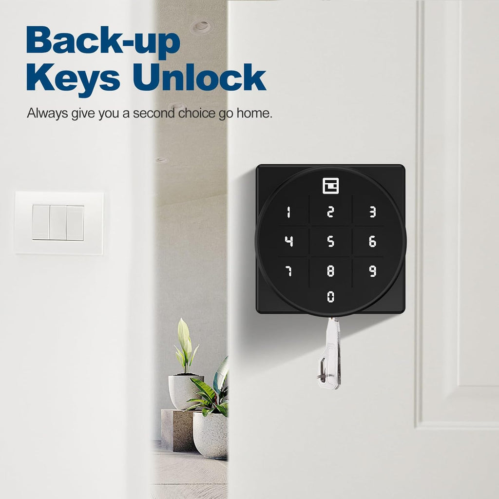 GeekTale Smart Keypad Door Lock, Electronic Digital Door Lock with Code, Smart Door Knob with Keypad, Black