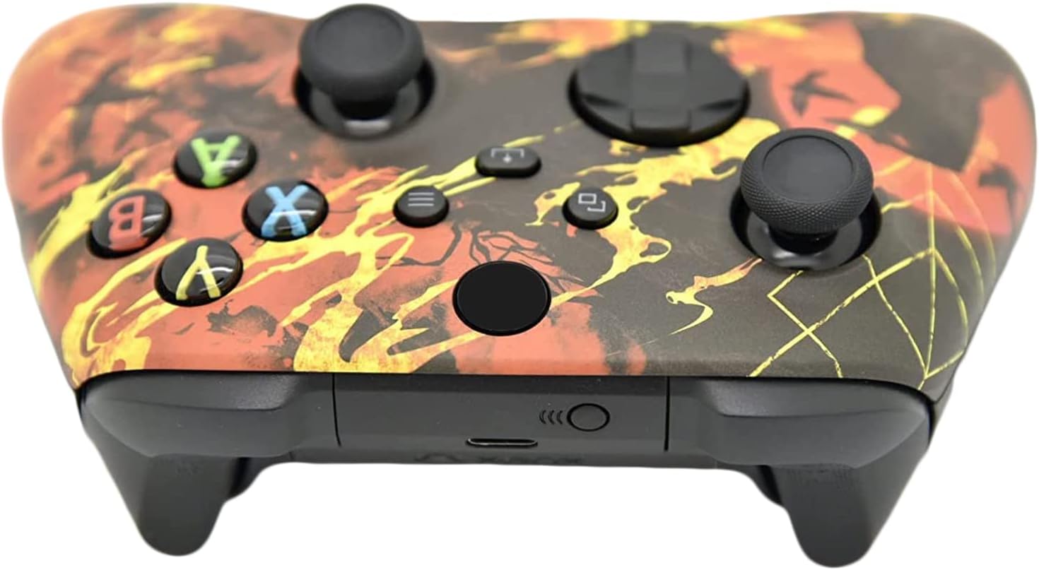 Hand Airbrushed Fade Custom Controller Compatible with Xbox Series X/S & Xbox One (Series X/S Burning Raven)