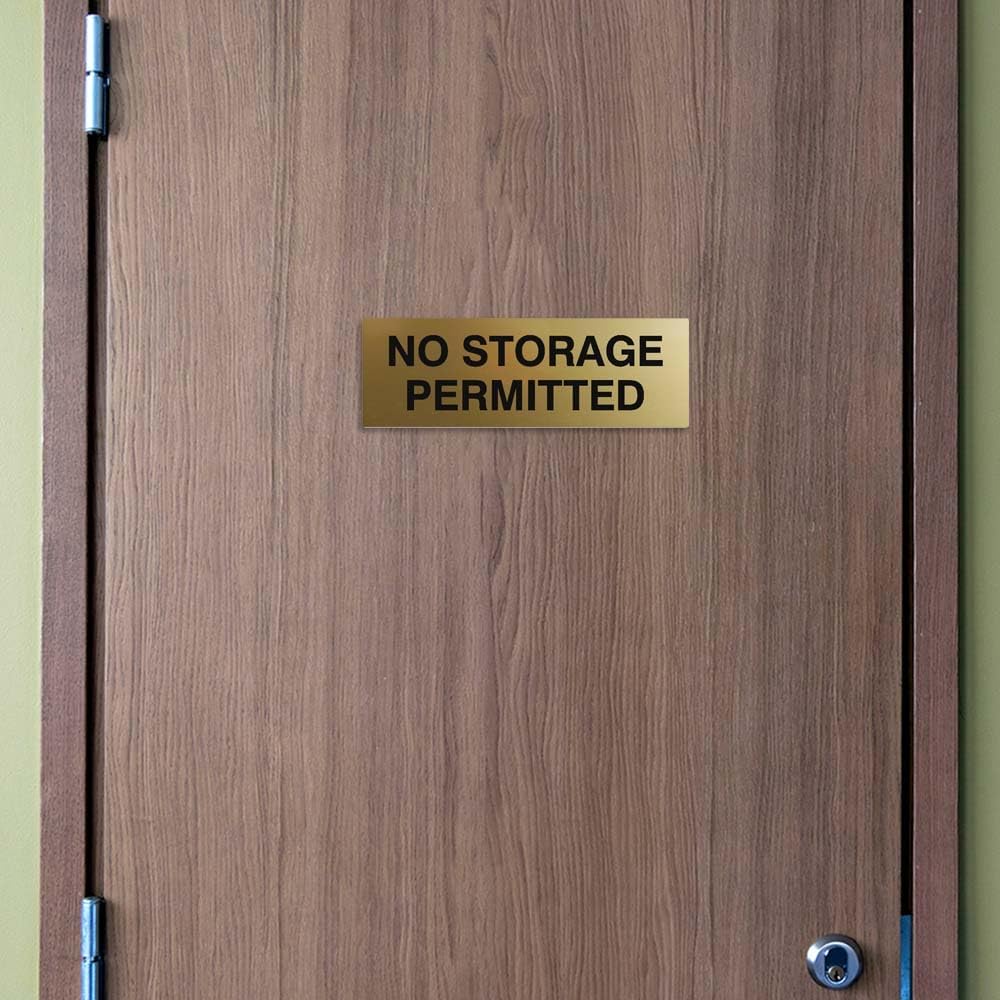 Signs ByLITA Basic No Storage Permitted Sign | Powerful Foam Tape (Black/Gold) - Small