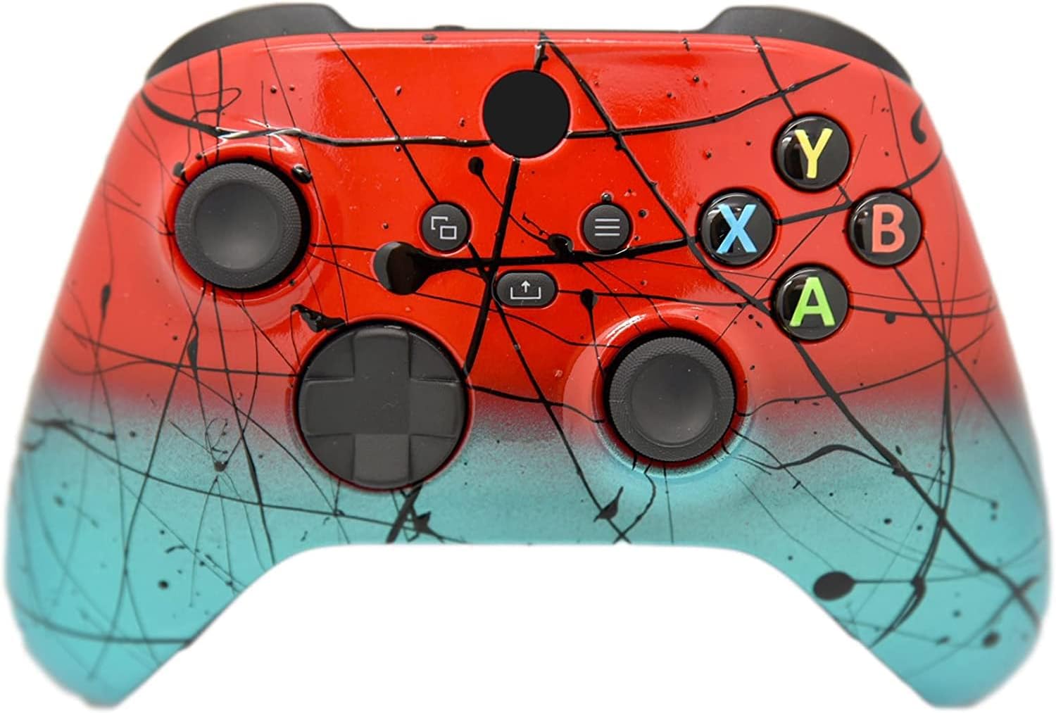 Hand Airbrushed Fade Custom Controller Compatible with Xbox Series X/S & Xbox One (Series X/S Red & Teal)
