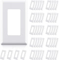 ELEGRP 1-Gang Screwless Decorator Wall Plates, Standard Size Unbreakable Thermoplastic Faceplate Cover for Decorator Receptacle Outlet Switch, UL Listed (50 Pack, Glossy White)