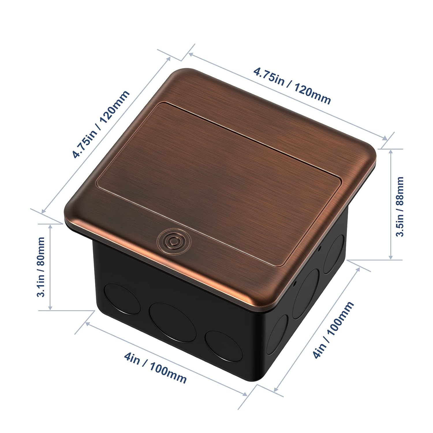KYHSHJ Pop Up Floor Electrical Outlet Box Kit，20 Amp Stainless Steel TR Tamper-Resistant Duplex Receptacle Outlet， Corrosive Resistant Hardware，ETL Listed, Bronze