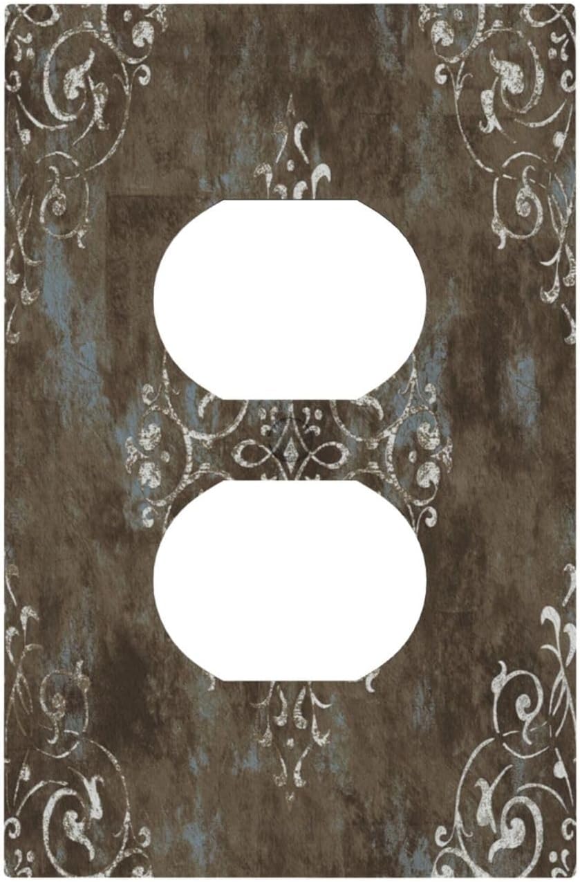 Gothic Vintage Abstract Brown Patterns Single Duplex Wall Plate Covers Light Switch Cover 1 Gang Outlet Plate Decorative Switchplate Covers Electrical Faceplate for Country Bathroom Decor