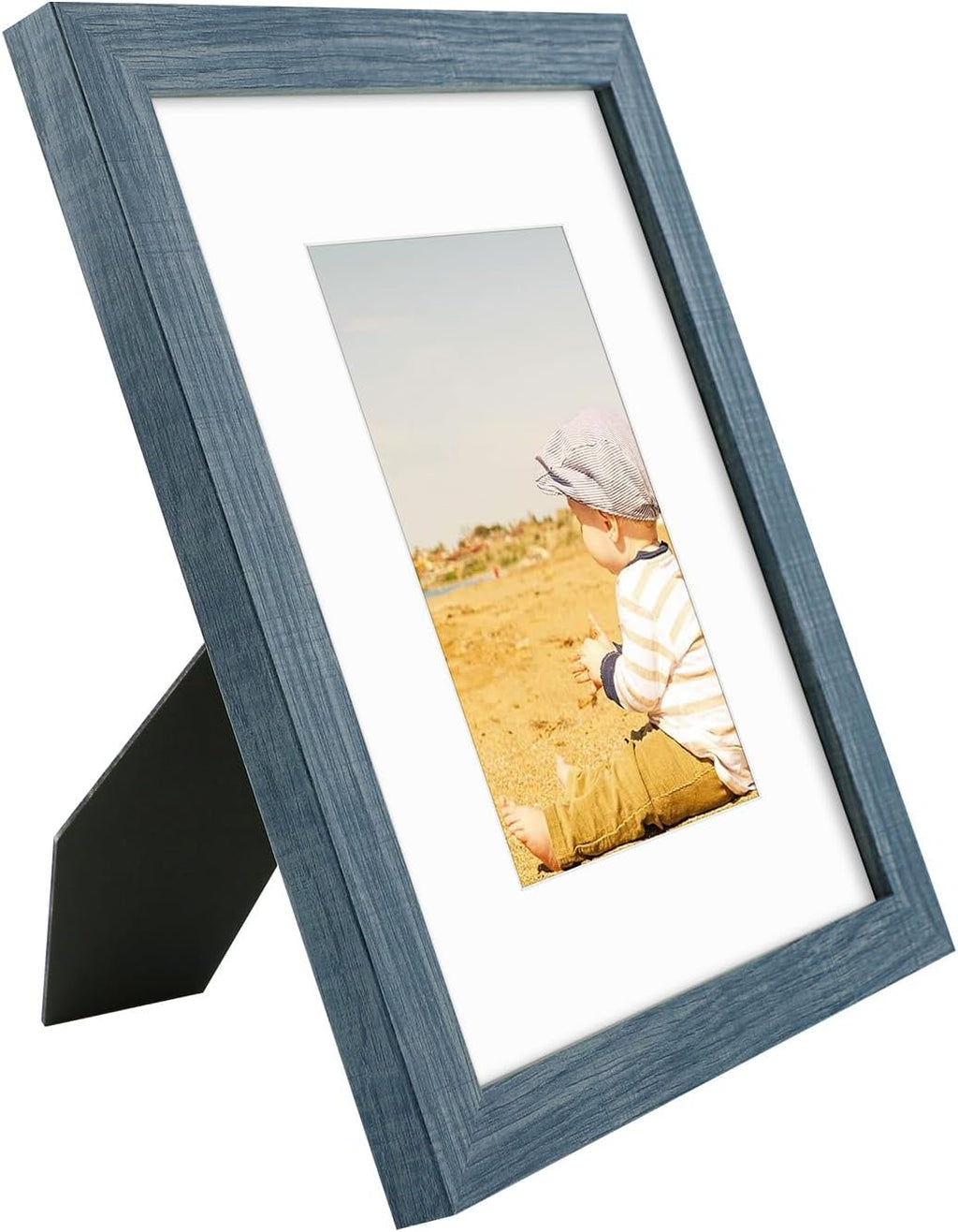 Golden State Art, 8x10 Picture Frame with Mat for 5x7 Photo - High Definition Glass Wall Mounting or Tabletop Display (Blue, 2 Pack)