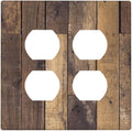 Cool Brown Wood Style Vintage Rustic Print Outlet Covers 2 Gang Double Duplex Decorative Light Switch Covers Electrical Wallplates Socket Faceplate for Farmhouse Home Decor