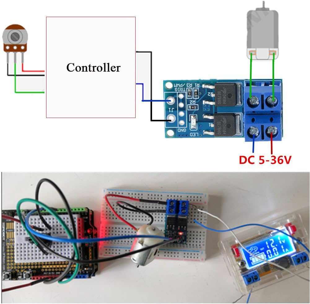 5PCS DC 5V-36V 15A(Max 30A) 400W Dual High-Power MOSFET Trigger Switch Drive Module 0-20KHz PWM Adjustment Electronic Switch Control Board Motor Speed Control Lamp Brightness Control