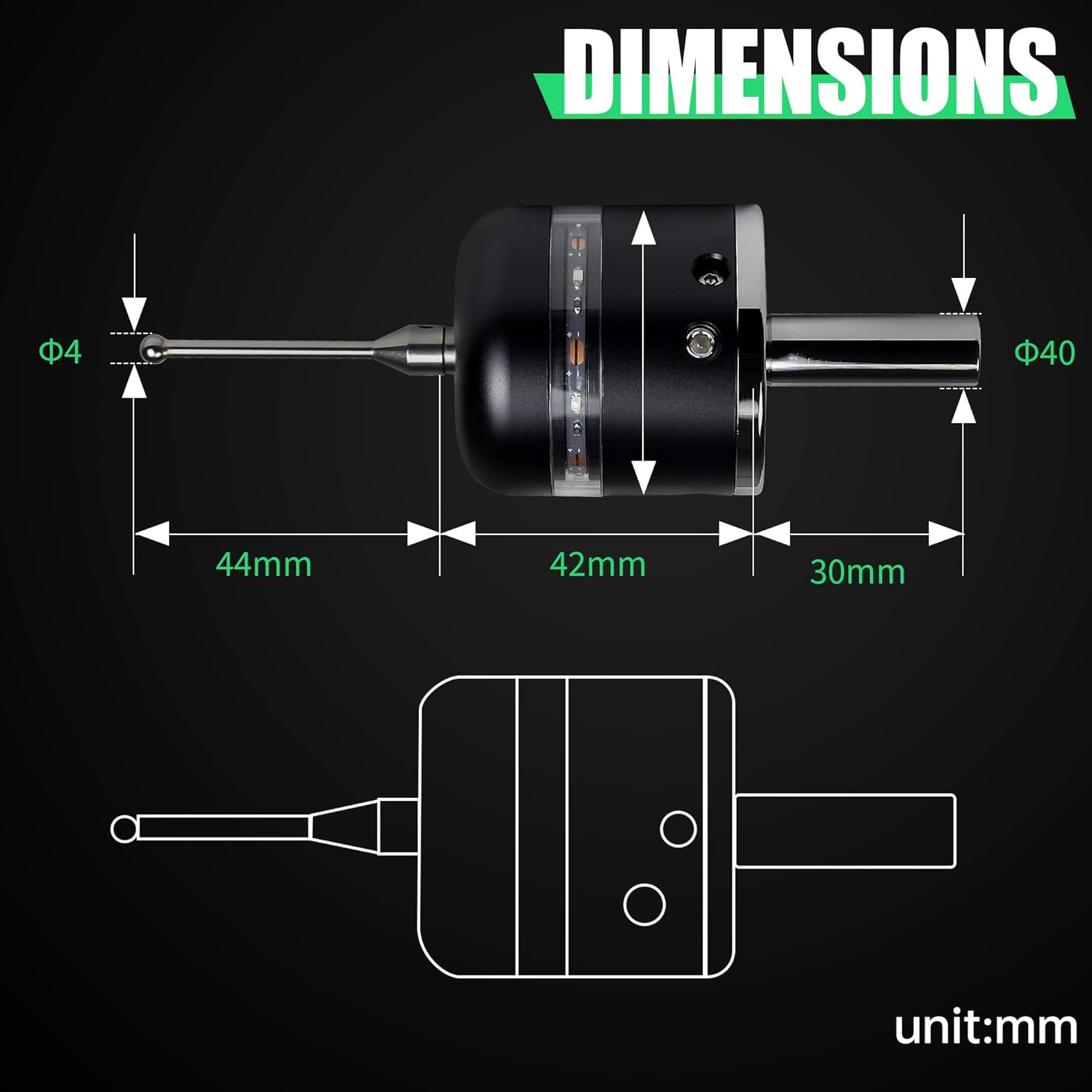3D Touch Probe Edge Finder Trigger Finder,X Y Z Axis Measurement Centering Rod for Metals, Not Support the Detection of Insulation Materials and Insulating Spindle (Green light)