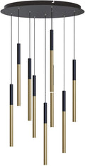 ALTAIR 9 Mini Pendant Lighting Black-Brass - LED Hanging Light Fixture for Kitchen Island, Bar, Foyer - Cluster Pendants - Dimmable, Adjustable Wire, Lamp Bulb Included