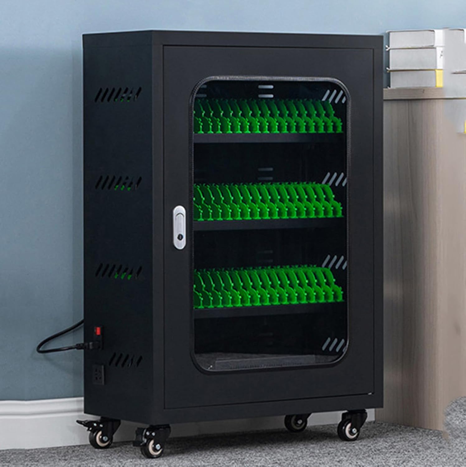 Cell Phone Charging Stations, Mobile Phone Charging Cabinet, Cellphone USB Charging Station Lockers, Rechargeable Cellphone Locker Storage Charging Station (Black, 50 Slots)