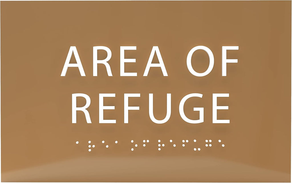 6" X4" Area of Refuge Sign - ADA Compliant Tactile Graphics Grade 2 Braille Text | Wall Mount Plastic Signs for Shopping Malls, Offices, Hotels, Schools, Apartments & Restaurants