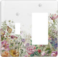 Outlet Covers Boho Wildflower Colorful Floral Butterfly 1 Toggle 1 Rocker Combination Decorative Wall Plate Electrical Switch Plates Light Switch Cover Plate For Bed Room Living Room