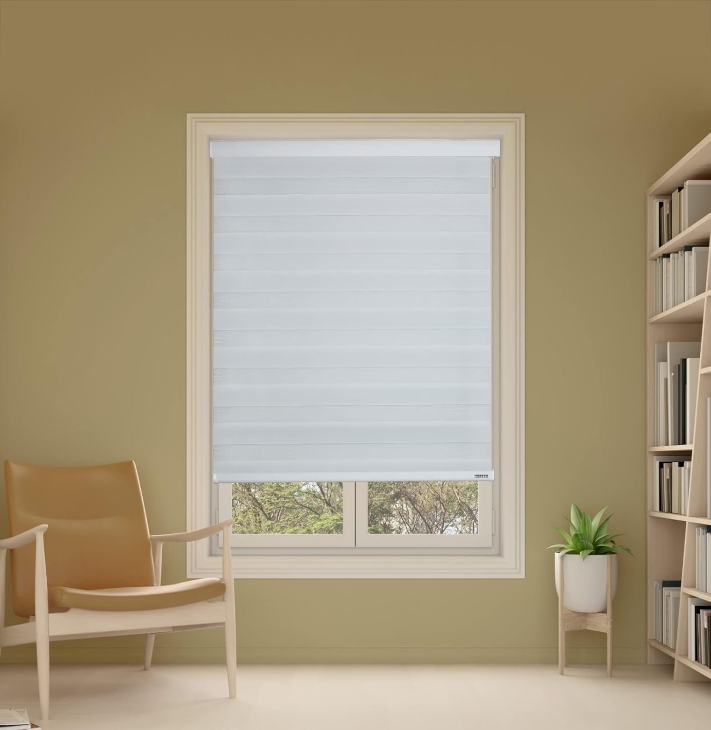 Shadesu Cordless Zebra Blinds for Windows, Dual Layer Free-Stop Zebra Shades, Light Control for Day and Night, Sheer Blinds for Indoor Windows, Bedroom, Kitchen Custom Made