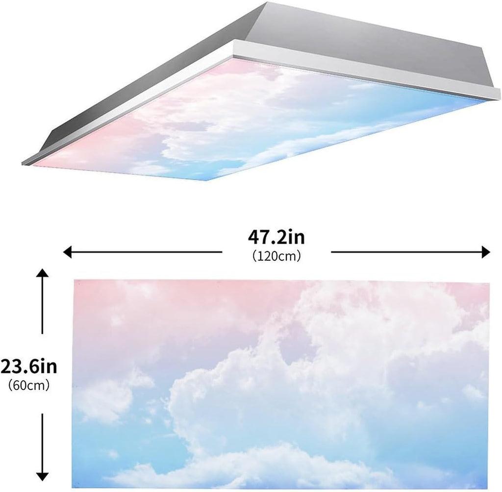2PCS Fluorescent Light Cover for Ceiling Light Classroom-Cloud Magnetic Light Cover Fluorescent Light Shade Panel,Decorative Film Filter for Reducing Harsh Glare Flicker Home School Office Decorations