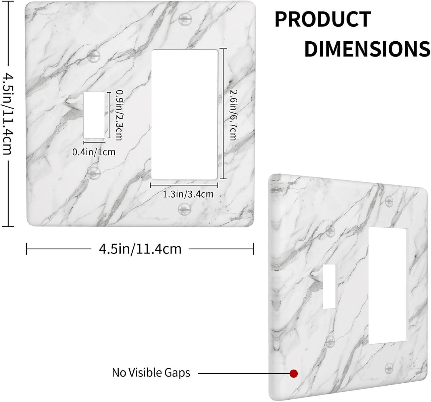 Decorative Outlet Covers Modern Grey Marble Texture 2 Gang Light Switch Cover Plate Single Toggle 1 Rocker Wall Plates for Electrical Outlets Switch Plate Covers for Bedroom Home Decor
