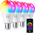 Smart Light Bulbs 4 Pack, A19 Color Changing LED (800 Lumens), WiFi & Bluetooth, Music Sync, Compatible with Alexa & Google Assistant, No Hub Needed, 16 Million Colors