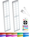 SZOKLED Motion Sensor Under Cabinet Lights, 58-LED RGB Closet Lights Wireless, 1100mAh Rechargeable Under Cabinet Lighting Dimmable Night Lights for Kitchen,Bedroom,Wardrobe,Hallway,Stairs (2 Pcs)