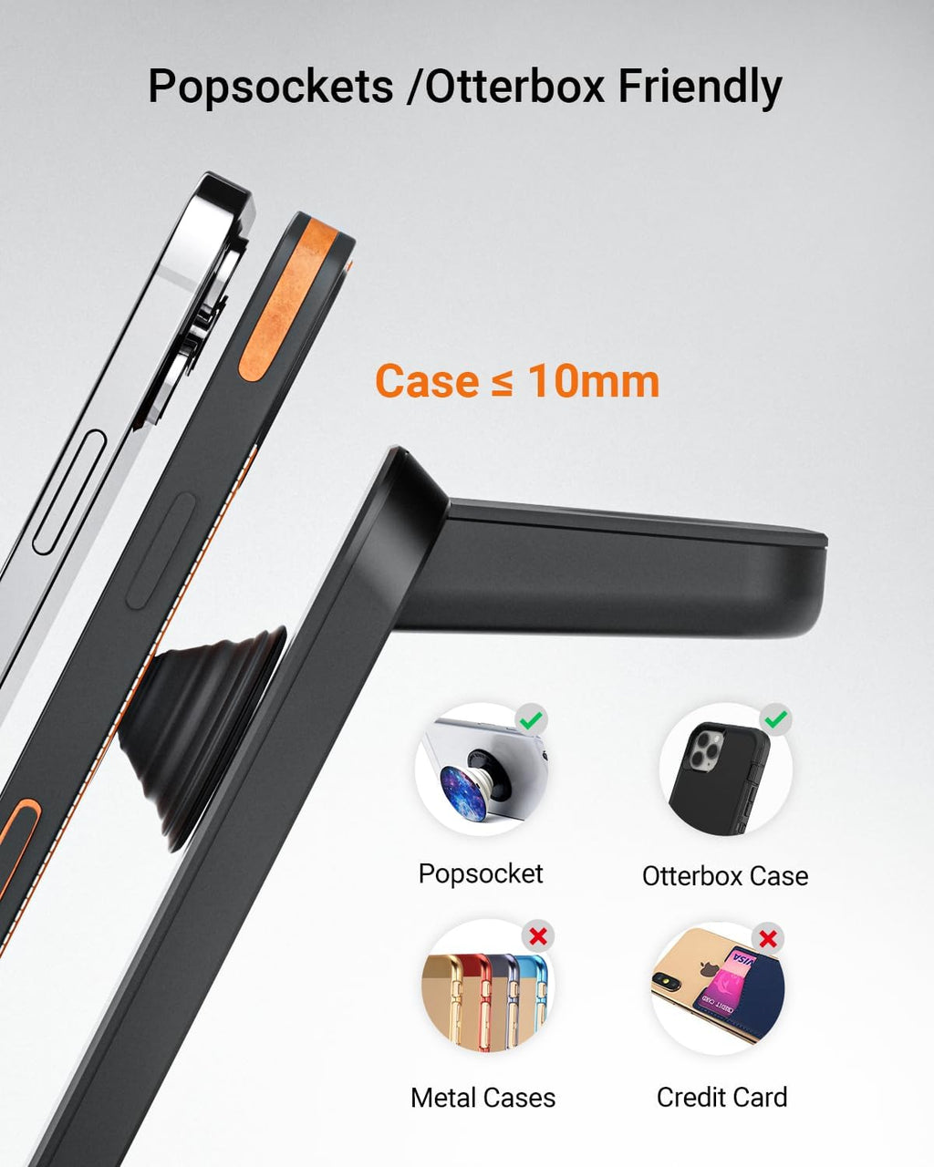 Wireless Charger for Thick Cases of 10MM/Otterbox/Popsocket Compatible, 3 in 1 Charging Dock for iPhone 17 16 15 14 13 Pro Max, Charging Station for Multiple Devices for Apple Watch/AirPods