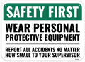 1PC Safety Sign, 14 x 10 Inches - Aluminum - Safety Decorations Posters For Workplace - Wear Personal Protective Equipment