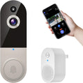 1080p Wireless Video Doorbell Camera with Indoor Receiver, AI Human Detection, 2-Way Audio, Night Vision, Cloud Storage, Real-Time Alerts, 2.4G Wi-Fi Only (Linen)