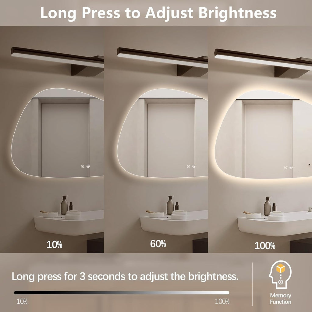 Niccy Irregular LED Bathroom Mirror, 30"x48" Asymmetrical Backlit Vanity Wall Mirrors, Frameless Lighted Mirrors for Bedroom, Living Room, Modern Smart-Mirror with Anti-Fog, Dimmable, Memory Function