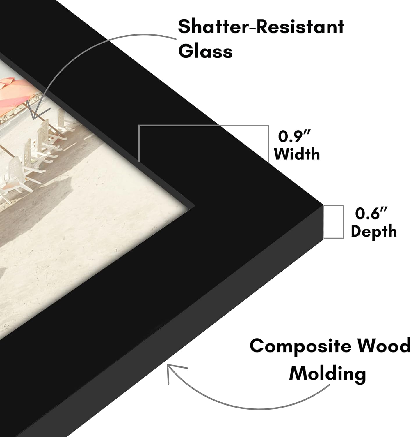 Americanflat 7x7 Picture Frame with Shatter-Resistant Glass - Signature Collection - Gallery Style Frames Made of Engineered Wood - Square Frame for Tabletop and Wall Display - Black