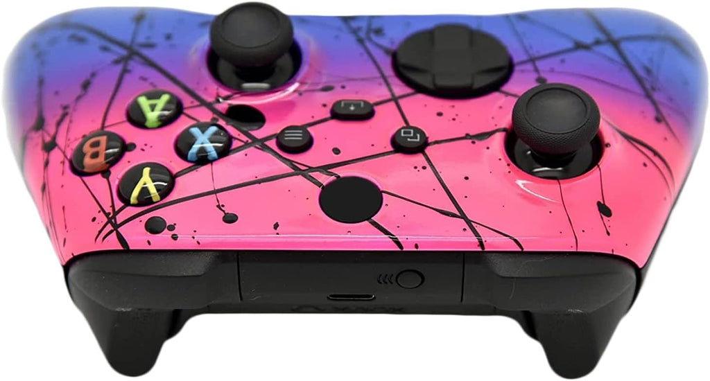 Hand Airbrushed Fade Custom Controller Compatible with Xbox Series X/S & Xbox One (Series X/S Hot Pink & Blue)
