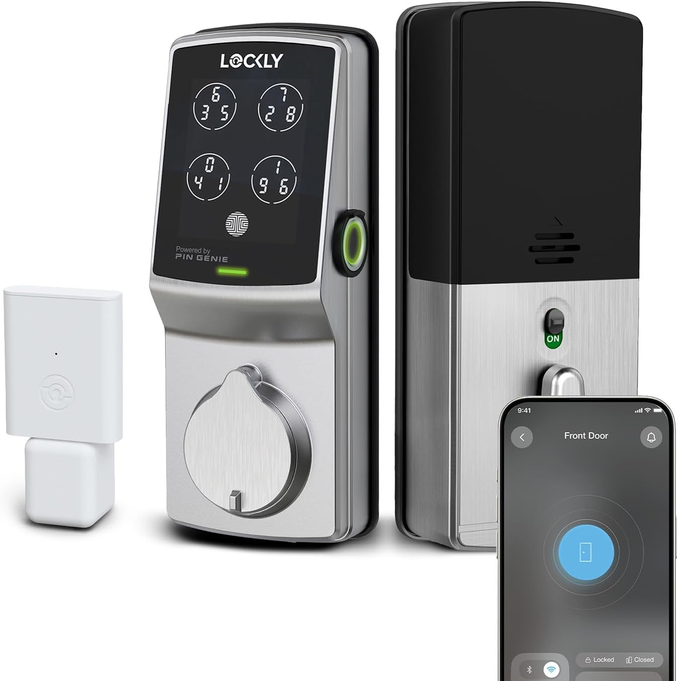 Lockly Secure Pro Smart Deadbolt, Wi-Fi Smart Lock, Keyless Entry with PIN Genie® Keypad, 3D Biometric Fingerprint, Auto Lock, Rekeyable-Satin Nickel