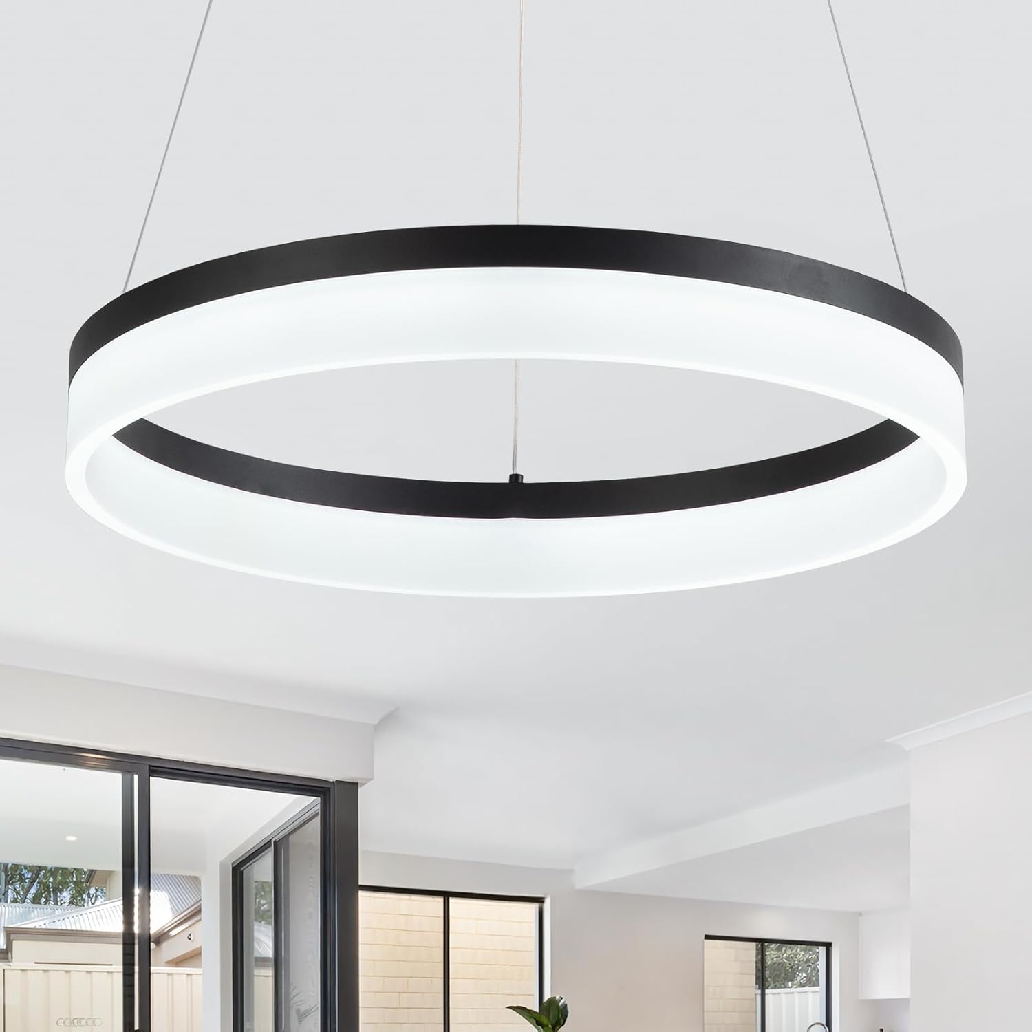 Buccleuch Modern LED Chandelier - Dimmable 19.7" Black Round Pendant Light, Height Adjustable UL-Certified Ceiling Light for Dining Room, Kitchen Island, Living Room, Bedroom, Foyer